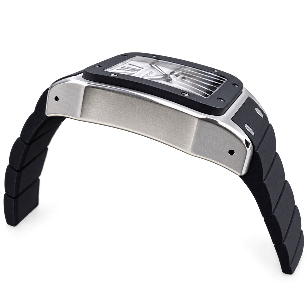 Cartier Santos 100 XL Steel Black Rubber Bezel White Dial Automatic Rubber Watch – KDY