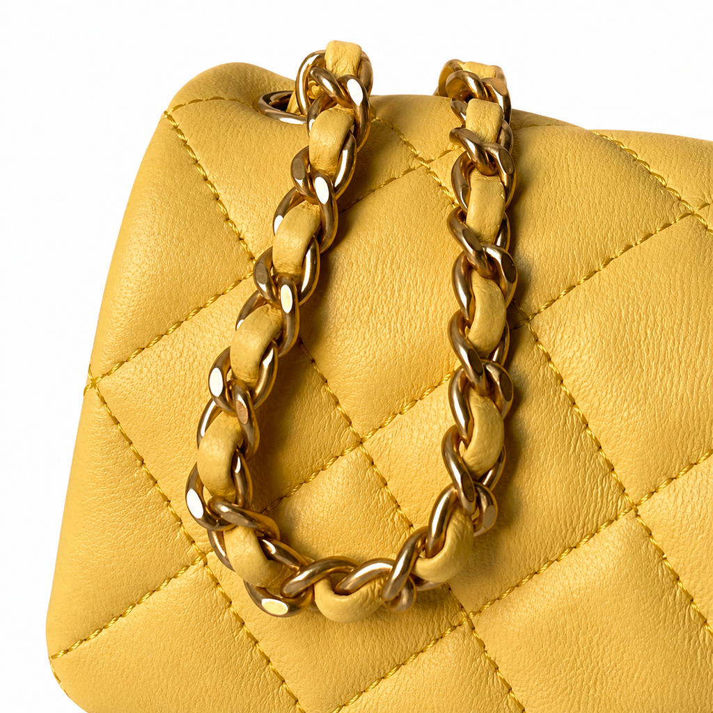 Chanel Classic Flap Bag | CC Turn-Lock Gold Chain Lambskin Satin Interior — 20cm