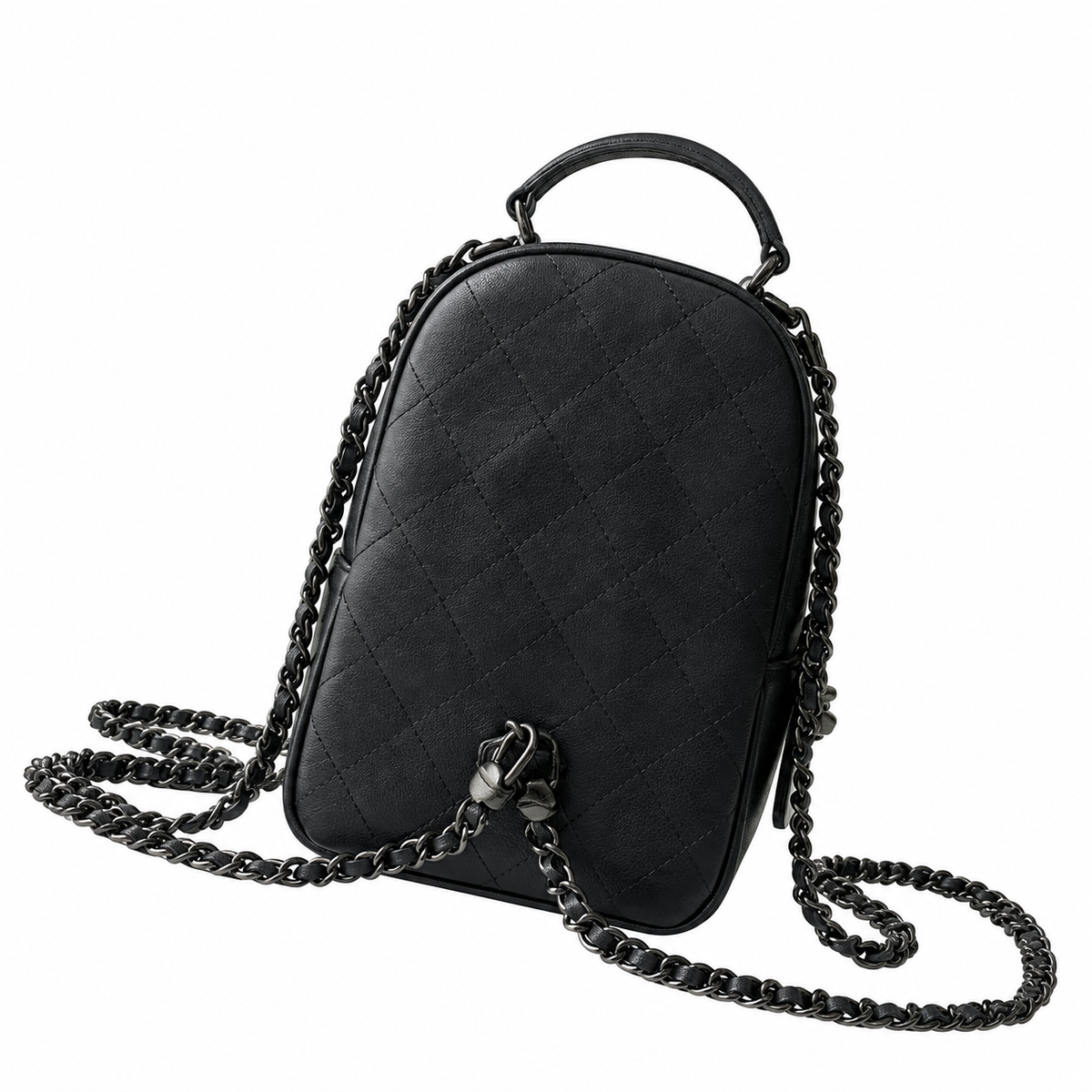 Chanel So Black Quilted Lambskin Mini Chain Backpack 18×13×9cm