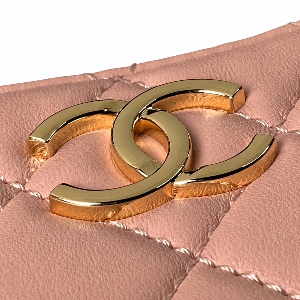 Chanel Blush Quilted Crescent Chain Shoulder Bag