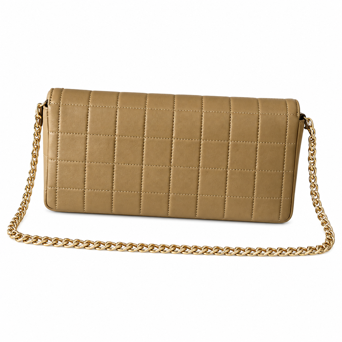 Chanel Square Quilted Lambskin East West Flap Bag Beige 26cm
