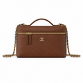 Chanel Burgundy Caviar Leather Wallet on Chain | Gold Chain — WOC