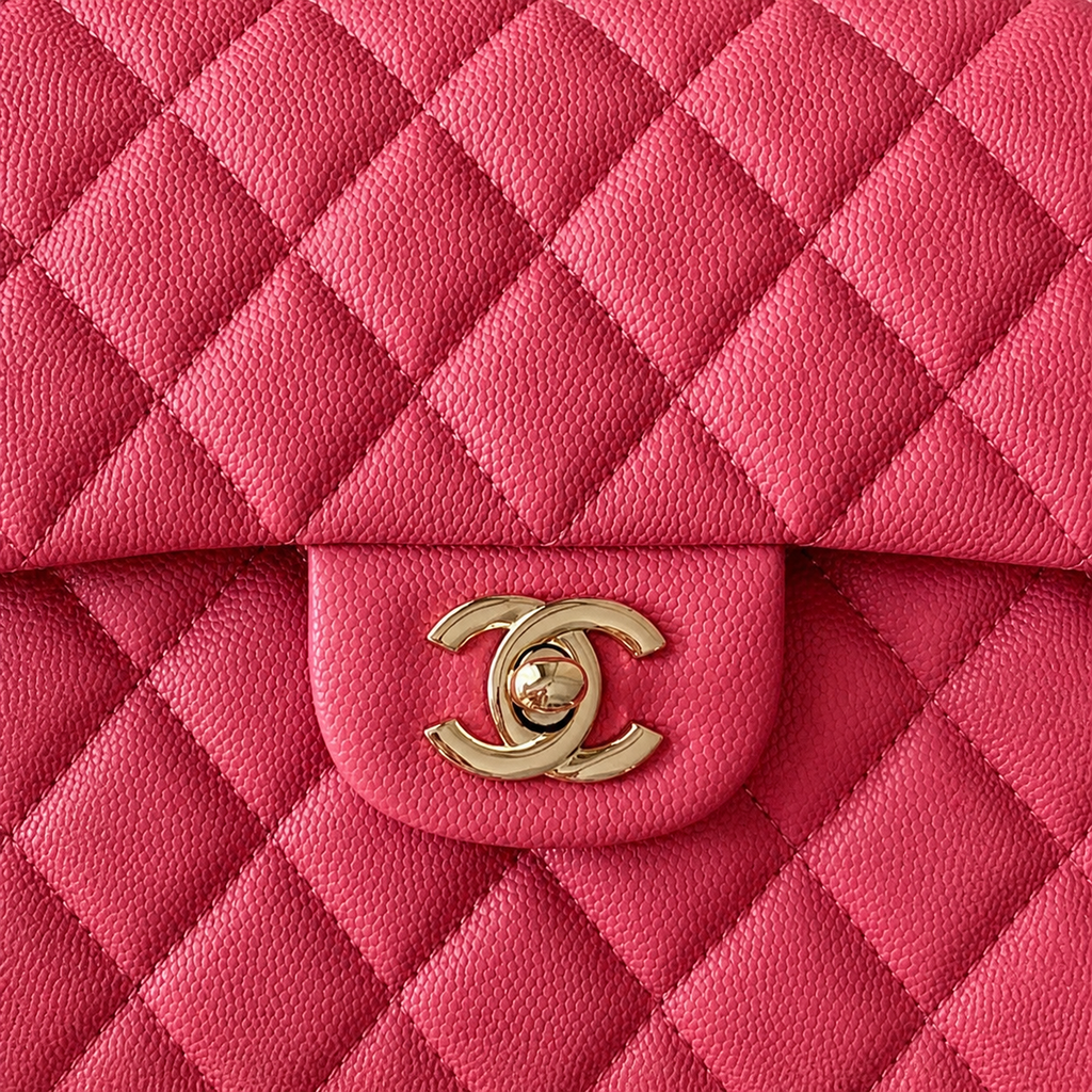 Chanel CC Quilted Lambskin Flap Bag | Hot Pink & Gold Lock — 23cm