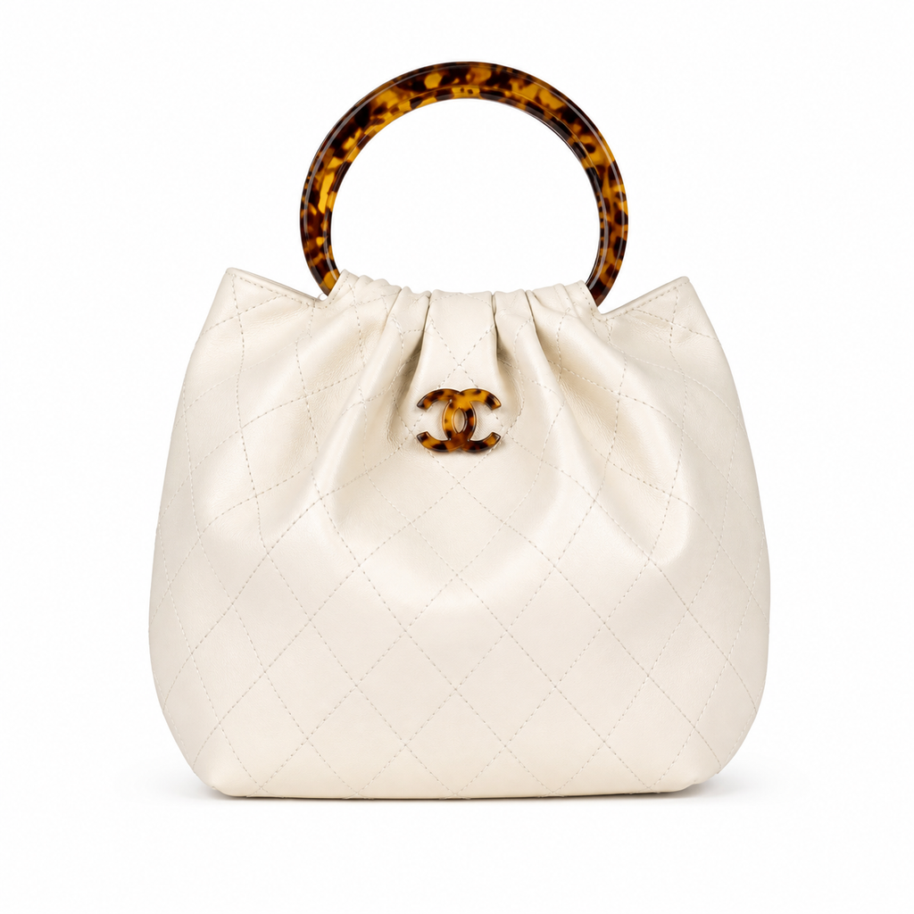 Chanel Classic Quilted Top Handle Handbag | CC Turn-Lock Chain Strap — 24cm