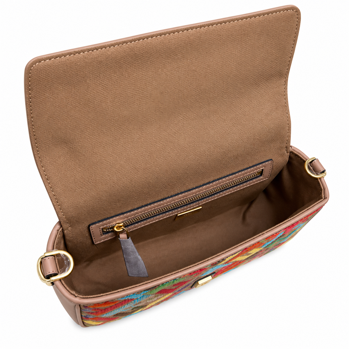 Fendi FF Shoulder Bag – Jacquard Canvas & Leather Trim, Flap Closure, 26cm