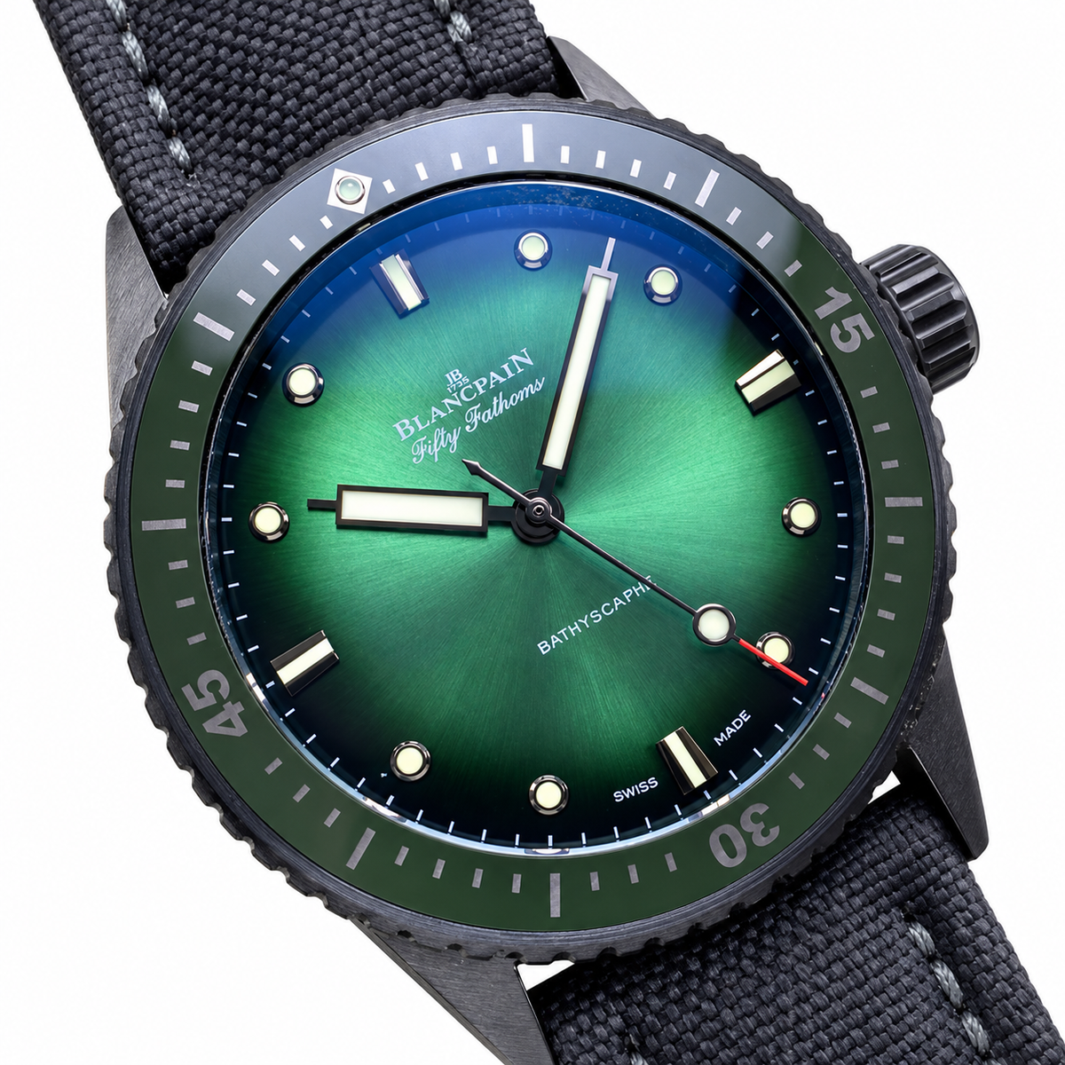 Blancpain Fifty Fathoms Bathyscaphe Green Gradient DLC Dive Watch
