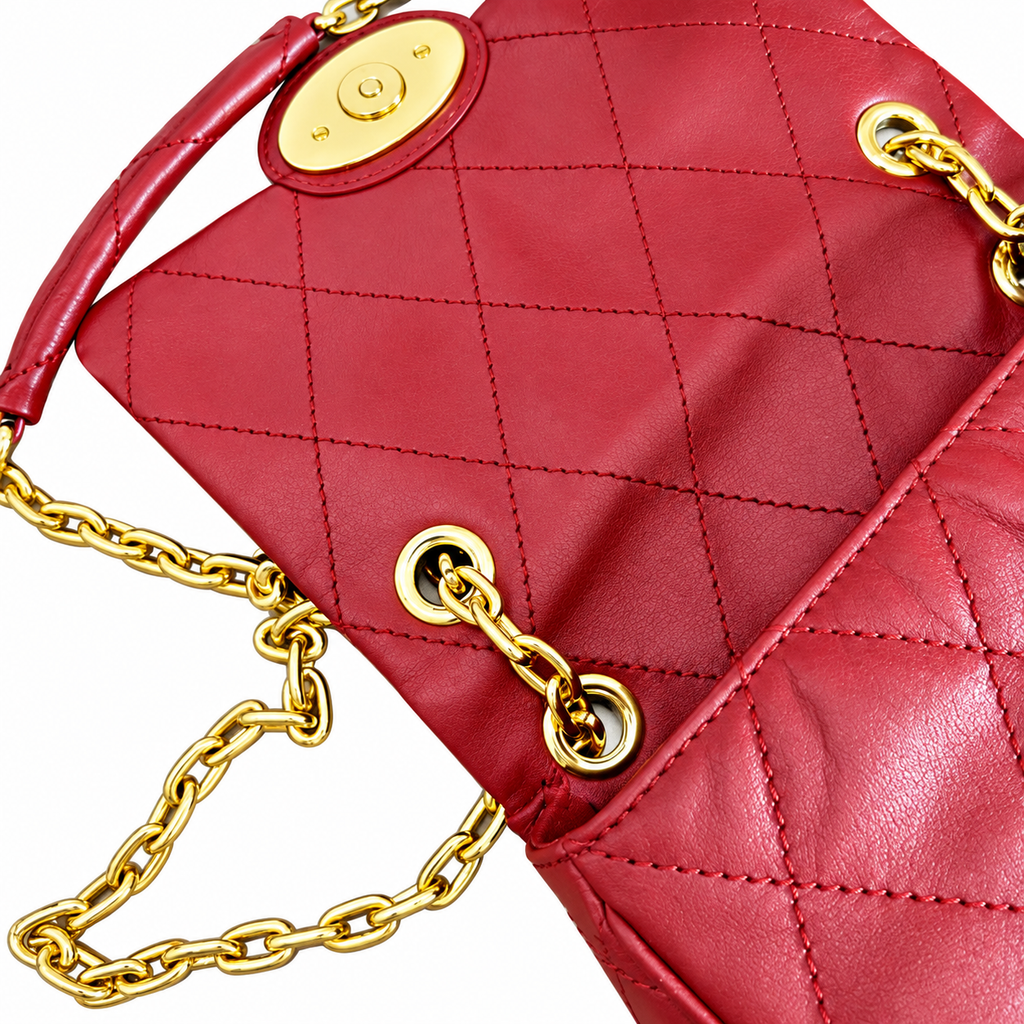 Burberry Crimson Elegance Quilted Chain Bag