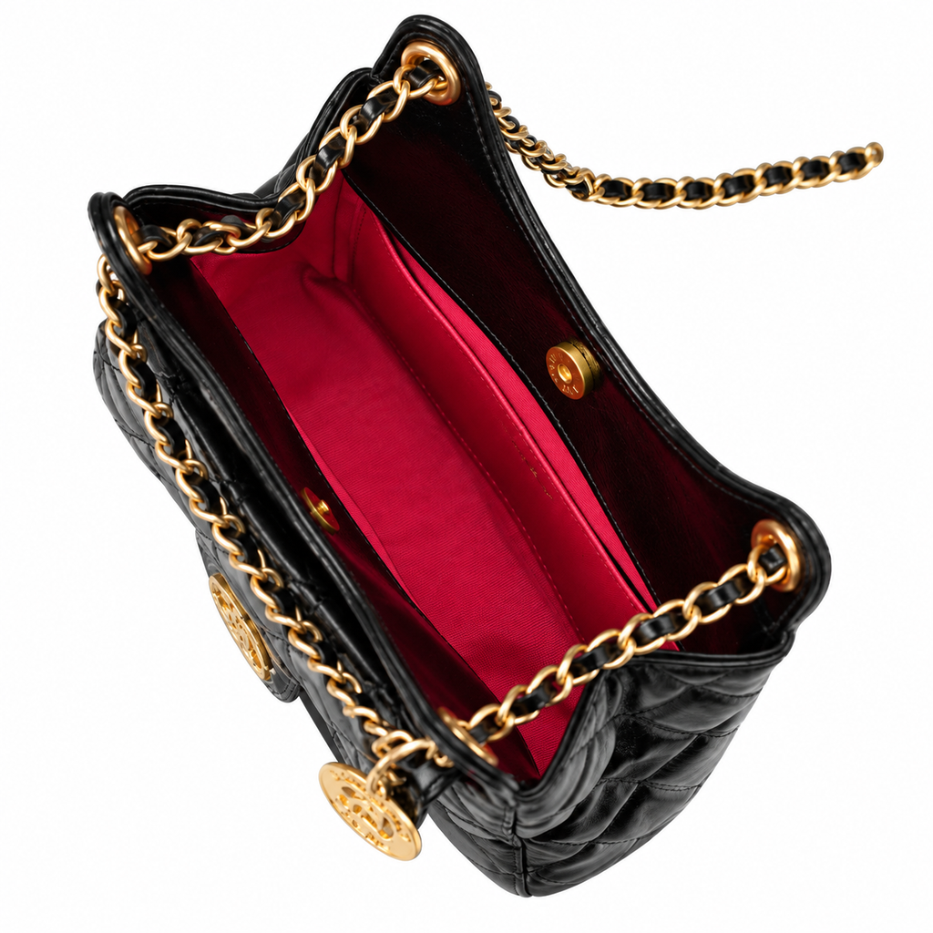 Chanel No.5 Charm Hobo Glazed Lambskin Black Gold 19cm