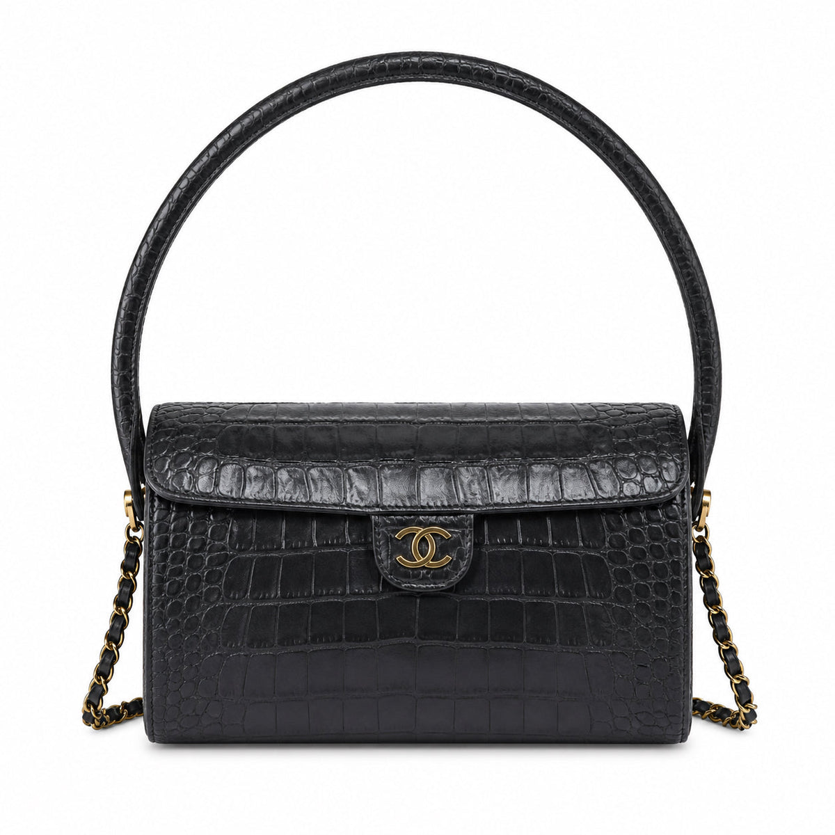 Chanel CC Quilted Top Handle Bag | Detachable Chain & Gold — 23cm