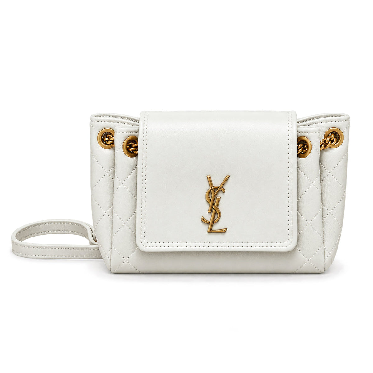 Saint Laurent Nolita Quilted Chain Bag in White