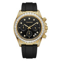 VEADONS Iced Out Chronograph Watch 40mm | Gold Diamond Bezel & Black Dial